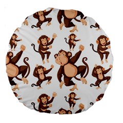 Monkey-seamless-pattern Large 18  Premium Round Cushions