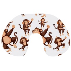 Monkey-seamless-pattern Travel Neck Pillow by Jancukart