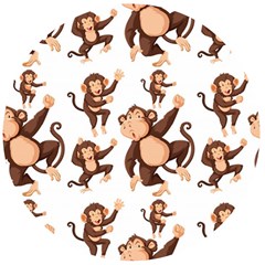 Monkey-seamless-pattern Wooden Bottle Opener (round)