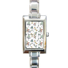 Seamless-pattern-with-moth-butterfly-dragonfly-white-backdrop Rectangle Italian Charm Watch by Jancukart