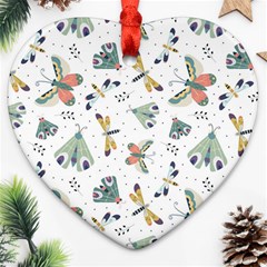 Seamless-pattern-with-moth-butterfly-dragonfly-white-backdrop Ornament (heart)