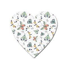 Seamless-pattern-with-moth-butterfly-dragonfly-white-backdrop Heart Magnet