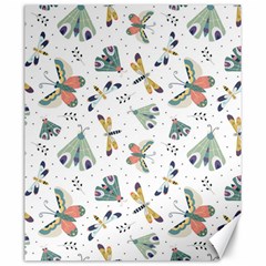 Seamless-pattern-with-moth-butterfly-dragonfly-white-backdrop Canvas 20  X 24 