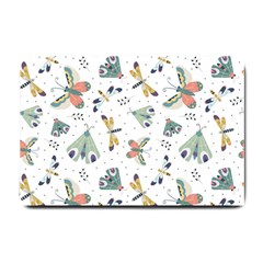 Seamless-pattern-with-moth-butterfly-dragonfly-white-backdrop Small Doormat 