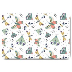 Seamless-pattern-with-moth-butterfly-dragonfly-white-backdrop Large Doormat 