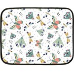 Seamless-pattern-with-moth-butterfly-dragonfly-white-backdrop Fleece Blanket (Mini) 35 x27  Blanket