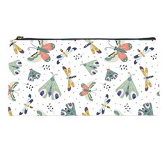 Seamless-pattern-with-moth-butterfly-dragonfly-white-backdrop Pencil Case by Jancukart