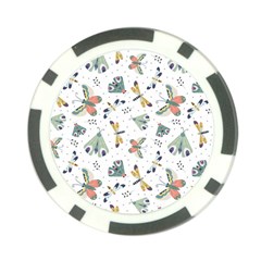 Seamless-pattern-with-moth-butterfly-dragonfly-white-backdrop Poker Chip Card Guard (10 Pack)