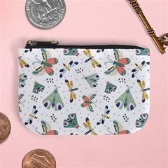 Seamless-pattern-with-moth-butterfly-dragonfly-white-backdrop Mini Coin Purse