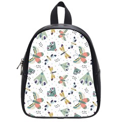 Seamless-pattern-with-moth-butterfly-dragonfly-white-backdrop School Bag (small) by Jancukart