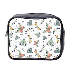 Seamless-pattern-with-moth-butterfly-dragonfly-white-backdrop Mini Toiletries Bag (two Sides)