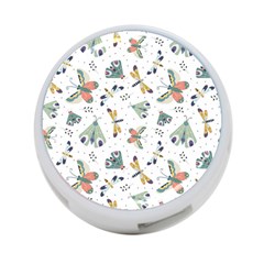 Seamless-pattern-with-moth-butterfly-dragonfly-white-backdrop 4-port Usb Hub (one Side)