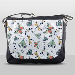 Seamless-pattern-with-moth-butterfly-dragonfly-white-backdrop Messenger Bag