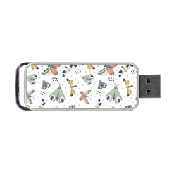 Seamless-pattern-with-moth-butterfly-dragonfly-white-backdrop Portable Usb Flash (two Sides)