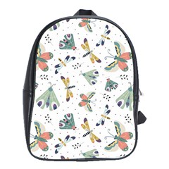 Seamless-pattern-with-moth-butterfly-dragonfly-white-backdrop School Bag (xl) by Jancukart