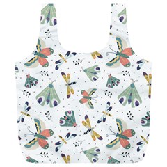 Seamless-pattern-with-moth-butterfly-dragonfly-white-backdrop Full Print Recycle Bag (xl)