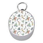 Seamless-pattern-with-moth-butterfly-dragonfly-white-backdrop Mini Silver Compasses Front