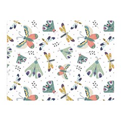 Seamless-pattern-with-moth-butterfly-dragonfly-white-backdrop Double Sided Flano Blanket (mini)  by Jancukart