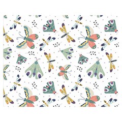 Seamless-pattern-with-moth-butterfly-dragonfly-white-backdrop Double Sided Flano Blanket (medium)  by Jancukart