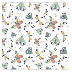 Seamless-pattern-with-moth-butterfly-dragonfly-white-backdrop Square Satin Scarf (36  X 36 )