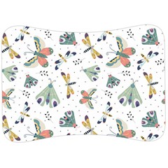 Seamless-pattern-with-moth-butterfly-dragonfly-white-backdrop Velour Seat Head Rest Cushion