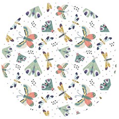 Seamless-pattern-with-moth-butterfly-dragonfly-white-backdrop Wooden Bottle Opener (round)