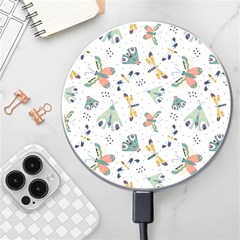 Seamless-pattern-with-moth-butterfly-dragonfly-white-backdrop Wireless Charger by Jancukart