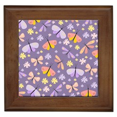 Vector-seamless-pattern-with-butterflies-beetles Framed Tile