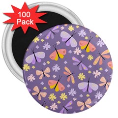 Vector-seamless-pattern-with-butterflies-beetles 3  Magnets (100 Pack)