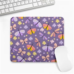 Vector-seamless-pattern-with-butterflies-beetles Large Mousepads