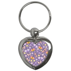 Vector-seamless-pattern-with-butterflies-beetles Key Chain (heart) by Jancukart