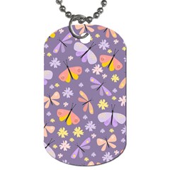 Vector-seamless-pattern-with-butterflies-beetles Dog Tag (one Side)