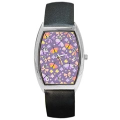 Vector-seamless-pattern-with-butterflies-beetles Barrel Style Metal Watch