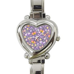 Vector-seamless-pattern-with-butterflies-beetles Heart Italian Charm Watch by Jancukart