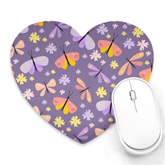 Vector-seamless-pattern-with-butterflies-beetles Heart Mousepads by Jancukart