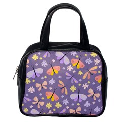 Vector-seamless-pattern-with-butterflies-beetles Classic Handbag (one Side)