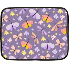 Vector-seamless-pattern-with-butterflies-beetles Double Sided Fleece Blanket (mini)  by Jancukart