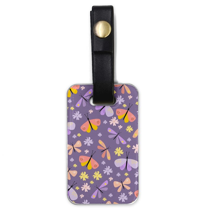 Vector-seamless-pattern-with-butterflies-beetles Luggage Tag (one side)