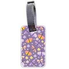 Vector-seamless-pattern-with-butterflies-beetles Luggage Tag (two Sides)