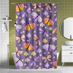 Vector-seamless-pattern-with-butterflies-beetles Shower Curtain 48  X 72  (small)  by Jancukart