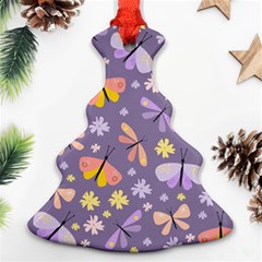 Vector-seamless-pattern-with-butterflies-beetles Christmas Tree Ornament (two Sides)