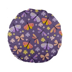 Vector-seamless-pattern-with-butterflies-beetles Standard 15  Premium Round Cushions