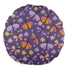 Vector-seamless-pattern-with-butterflies-beetles Large 18  Premium Round Cushions