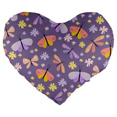 Vector-seamless-pattern-with-butterflies-beetles Large 19  Premium Heart Shape Cushions by Jancukart