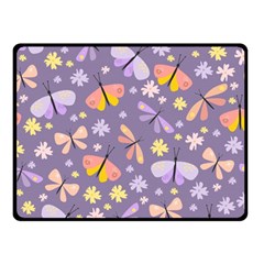 Vector-seamless-pattern-with-butterflies-beetles Double Sided Fleece Blanket (small)  by Jancukart