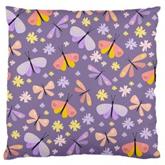 Vector-seamless-pattern-with-butterflies-beetles Large Flano Cushion Case (one Side)