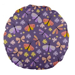 Vector-seamless-pattern-with-butterflies-beetles Large 18  Premium Flano Round Cushions