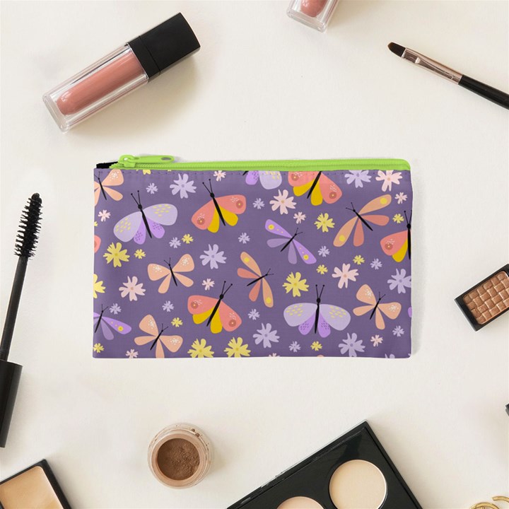 Vector-seamless-pattern-with-butterflies-beetles Cosmetic Bag (XS)