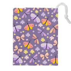 Vector-seamless-pattern-with-butterflies-beetles Drawstring Pouch (4xl) by Jancukart