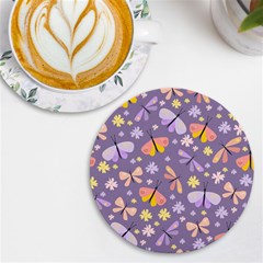 Vector-seamless-pattern-with-butterflies-beetles Uv Print Round Tile Coaster